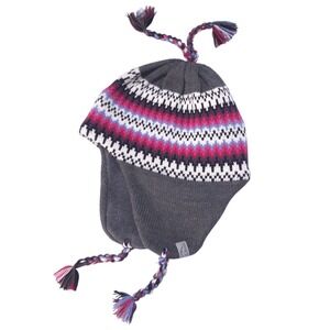 L.L. Bean Fair Isle Wool Blend Beanie Hat Earflaps Tassels Nordic Women OSFA Y2K